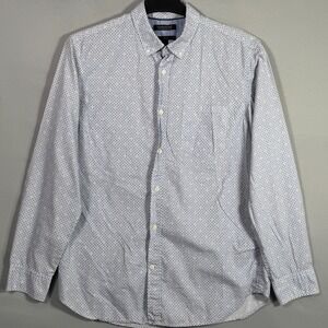 Banana Republic Button Up Shirt Men's Large‎ Slim Fit Blue Geometric Cotton